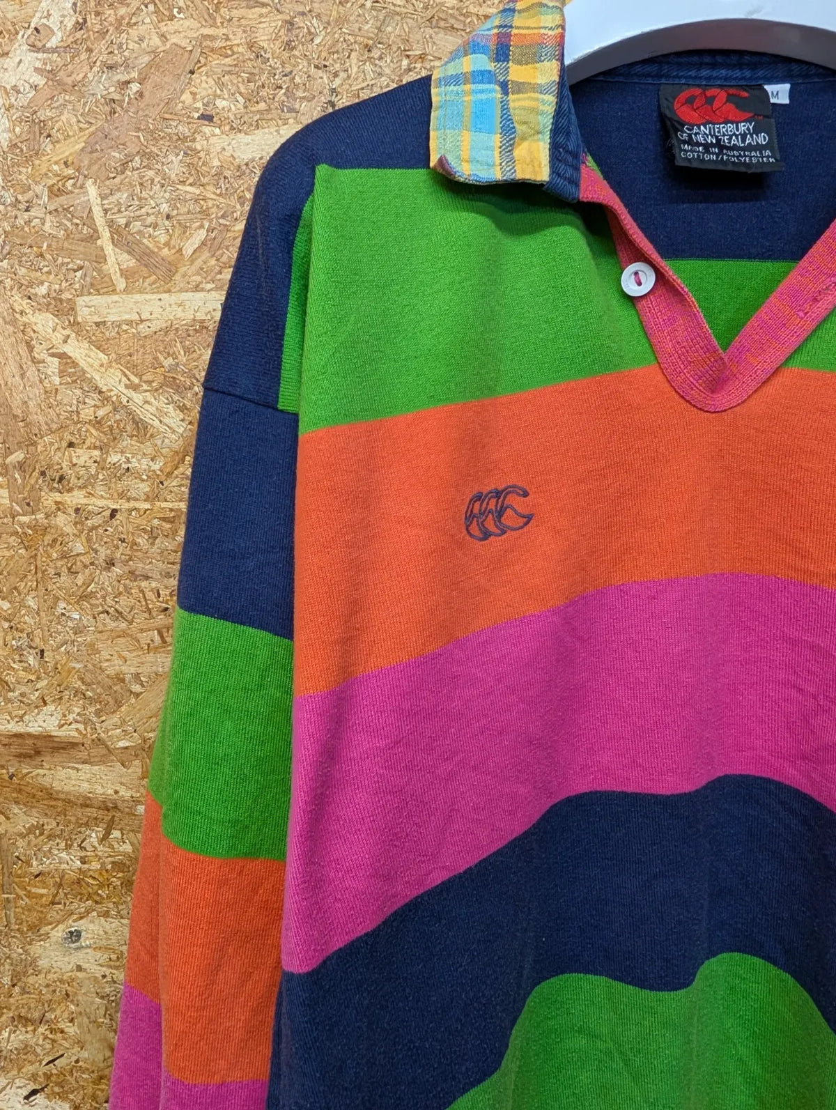 Vintage Canterbury New Zealand Rugby Shirt Mens Medium Multicolour Cotton Stripe
