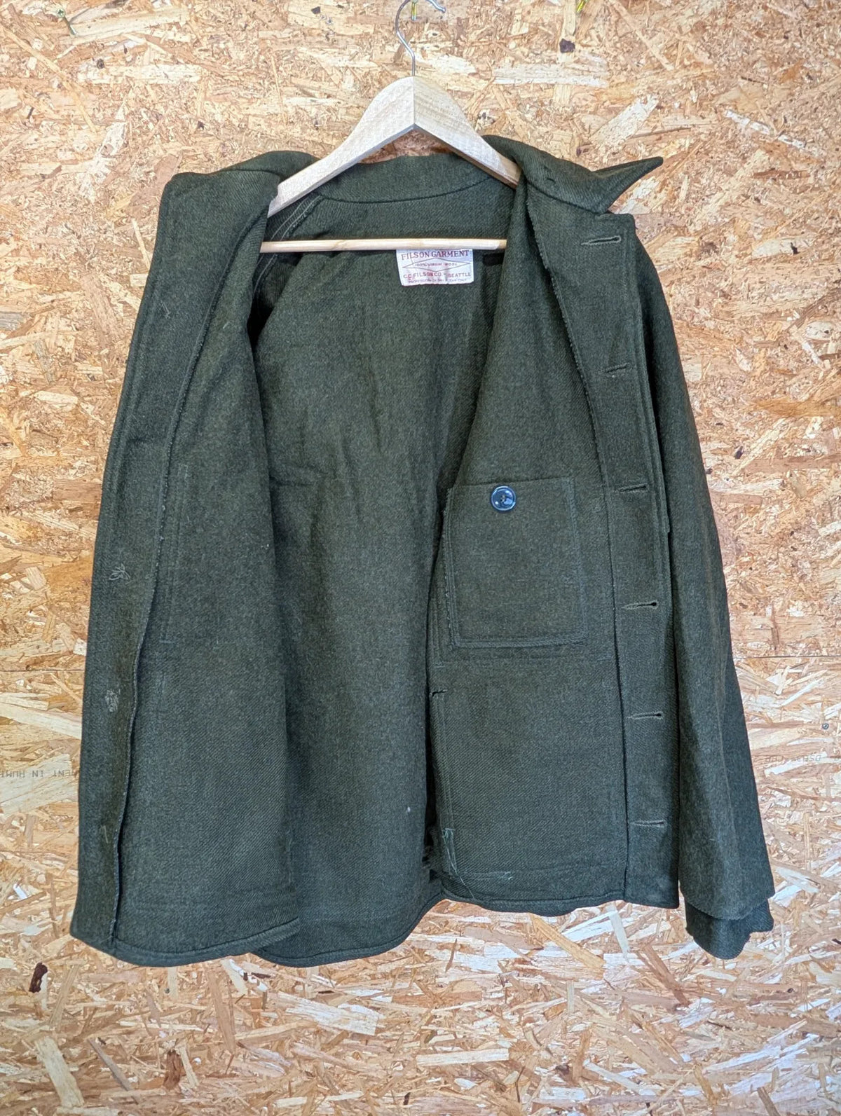 Filson Double Mackinaw Wool Cruiser Coat Mens XL Green Cape Heavy Jac USA Made