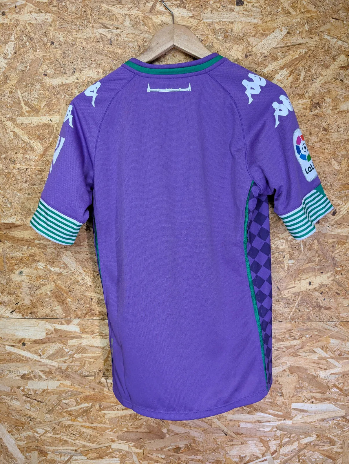 Real Betis 2020/21 Away Football Shirt Small Purple Check LaLiga S/S Kappa Spain