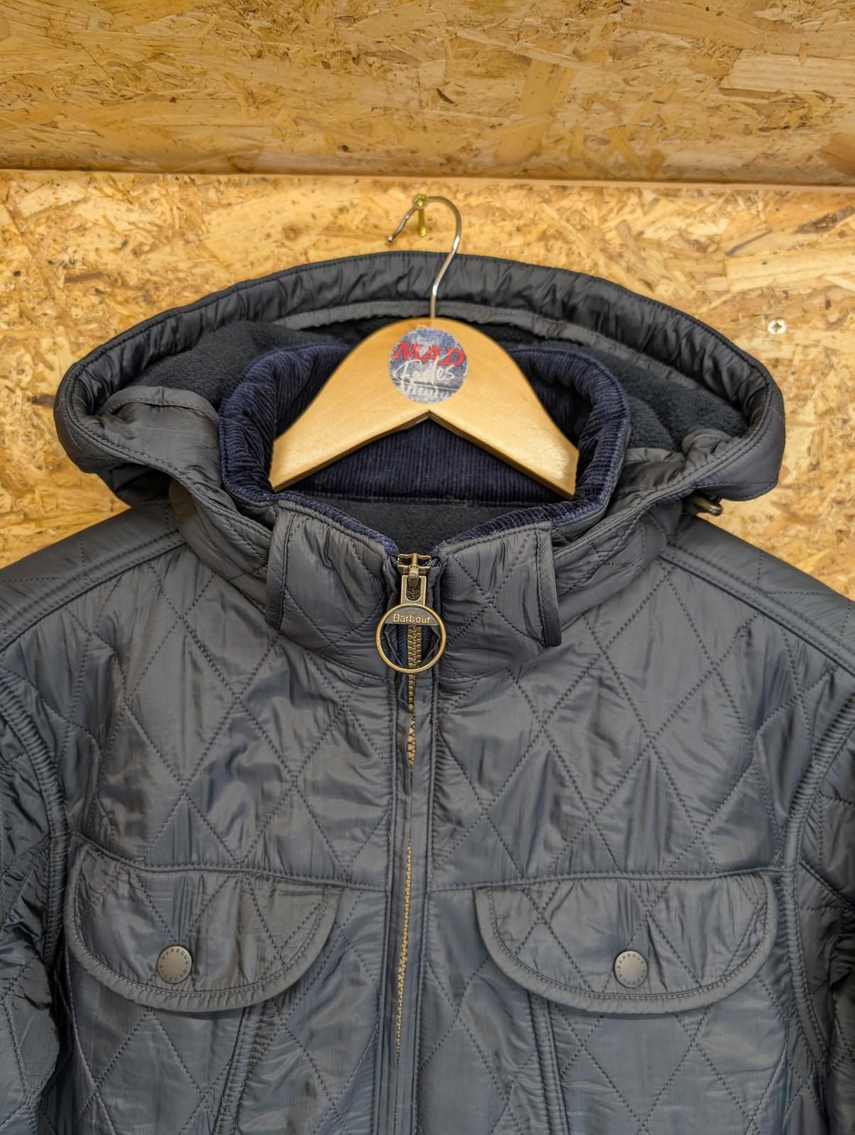 Barbour Grace Polarquilt Jacket UK 18 Women Quilted Hooded Navy Warm Fleece