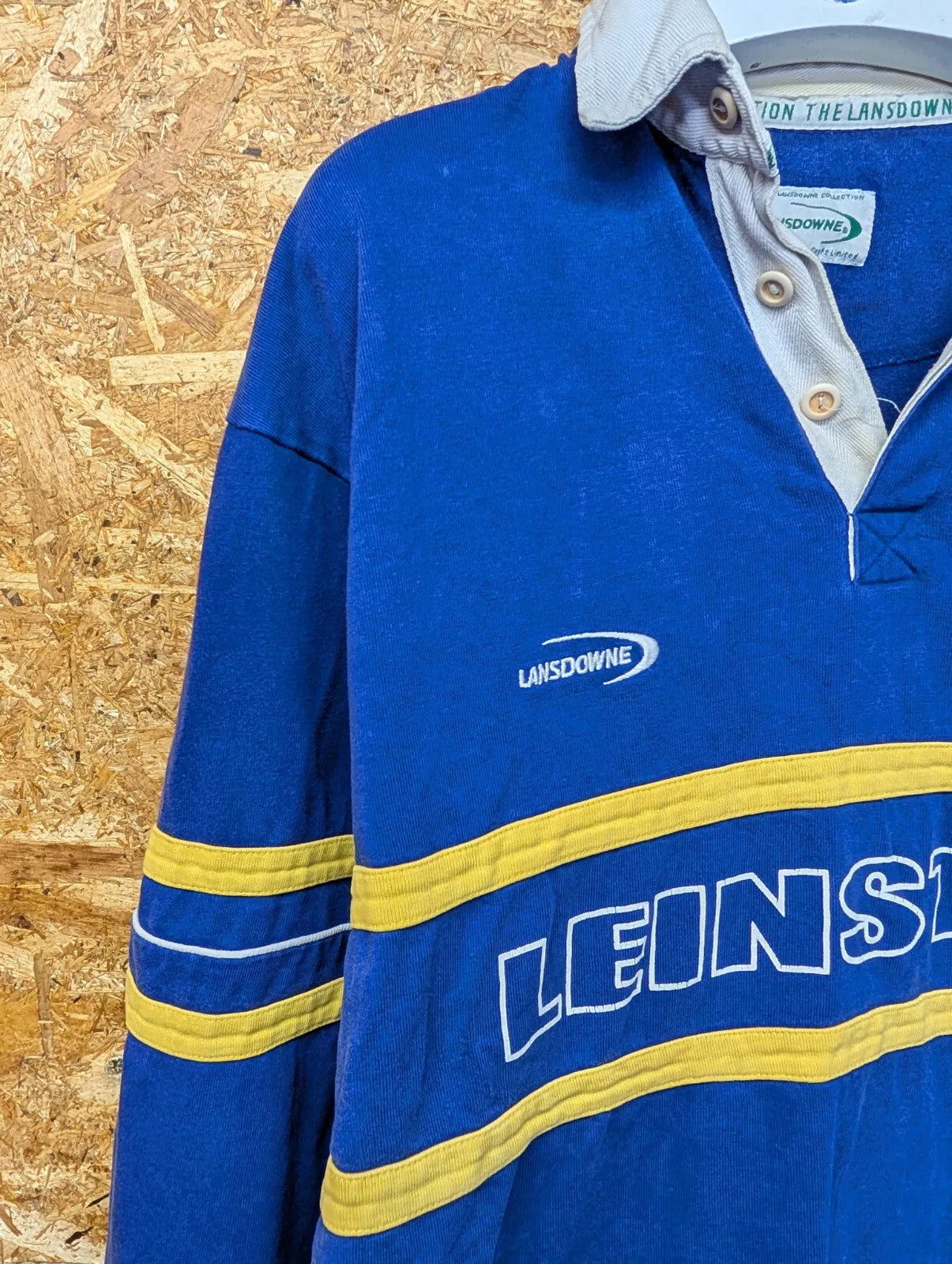 Leinster Rugby Shirt Mens Large Blue Stripe Irish Lansdowne Long Sleeve 90s
