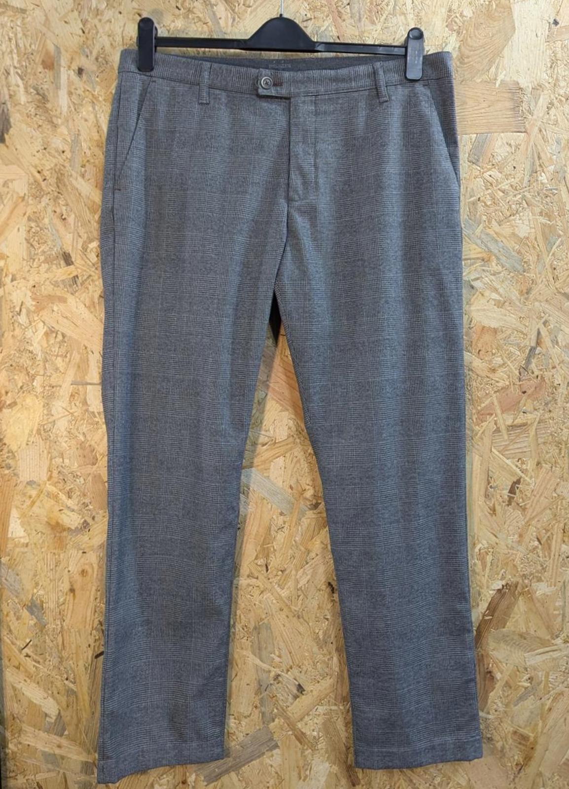 Ted Baker Chino Trousers W34 L30 Formal Work Grey Check Straight Leg Pants Zip