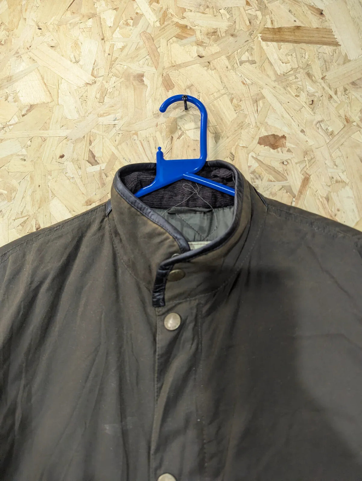 Barbour Prestbury Wax Jacket Mens Medium Khaki Green Brown Padded Cord Collar