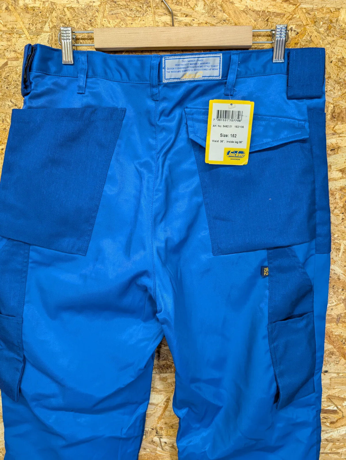Snickers Work Trousers Mens W36 L35 Blue Cotton Nylon Stretch Workwear Utility