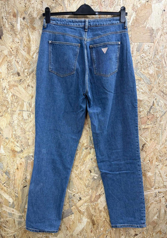 Guess Tapered High Mom Blue Jeans Size 10 W30 L30 Women Stonewash Boyfriend Fit