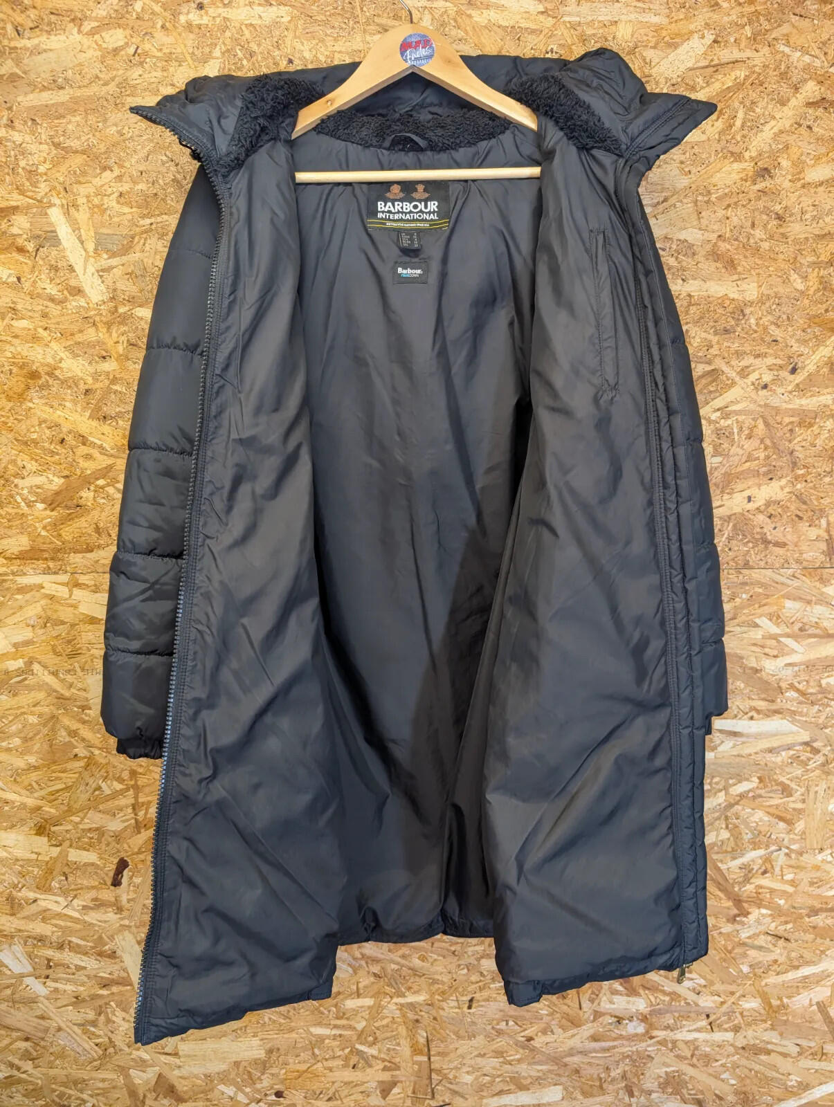 Barbour International Parka Womens UK 8 Longline Boston Quilt Puffer Coat Black