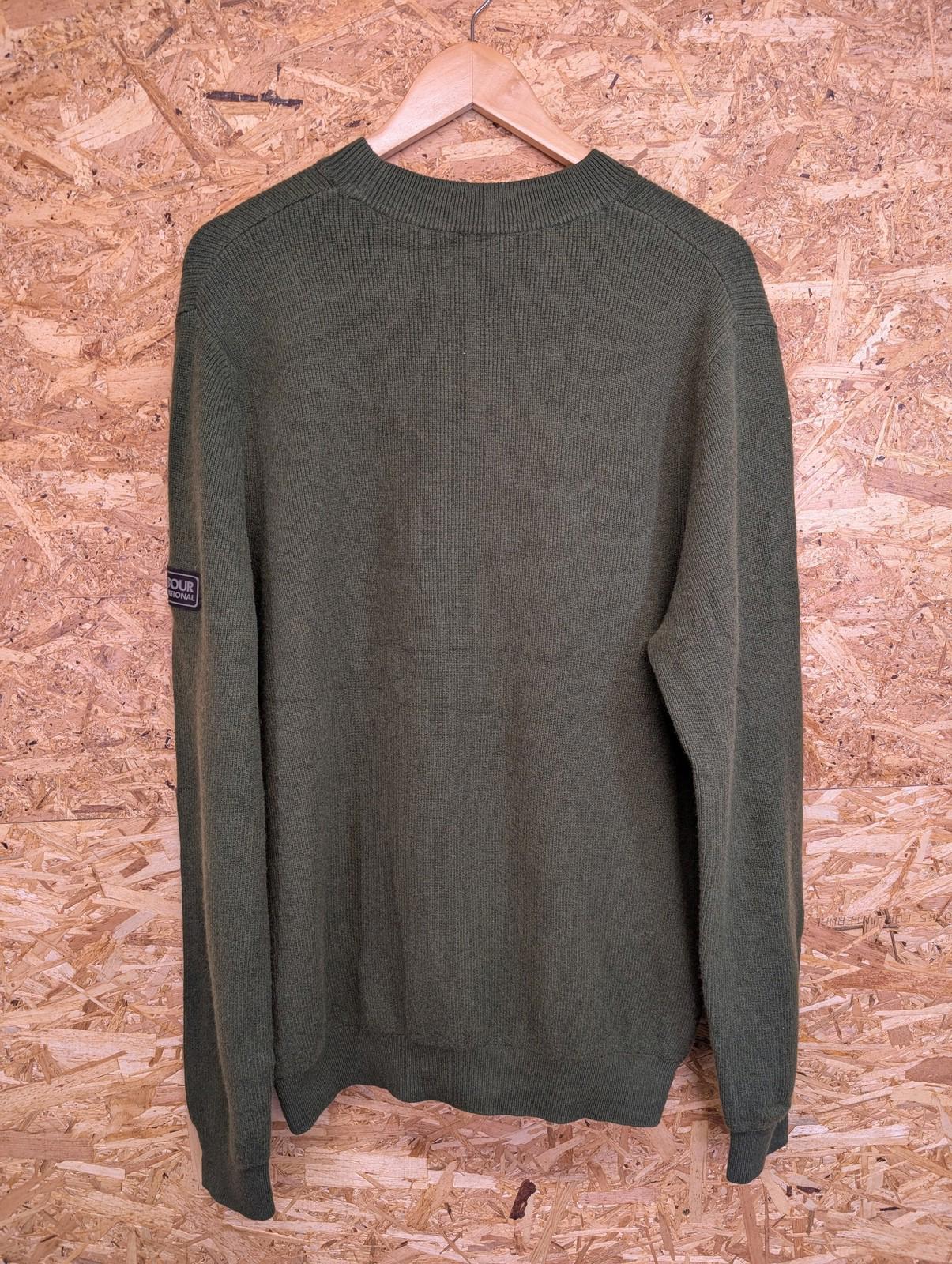 Barbour International Jumper Mens XL Knit Long Sleeve Green Wool Crew Sweater