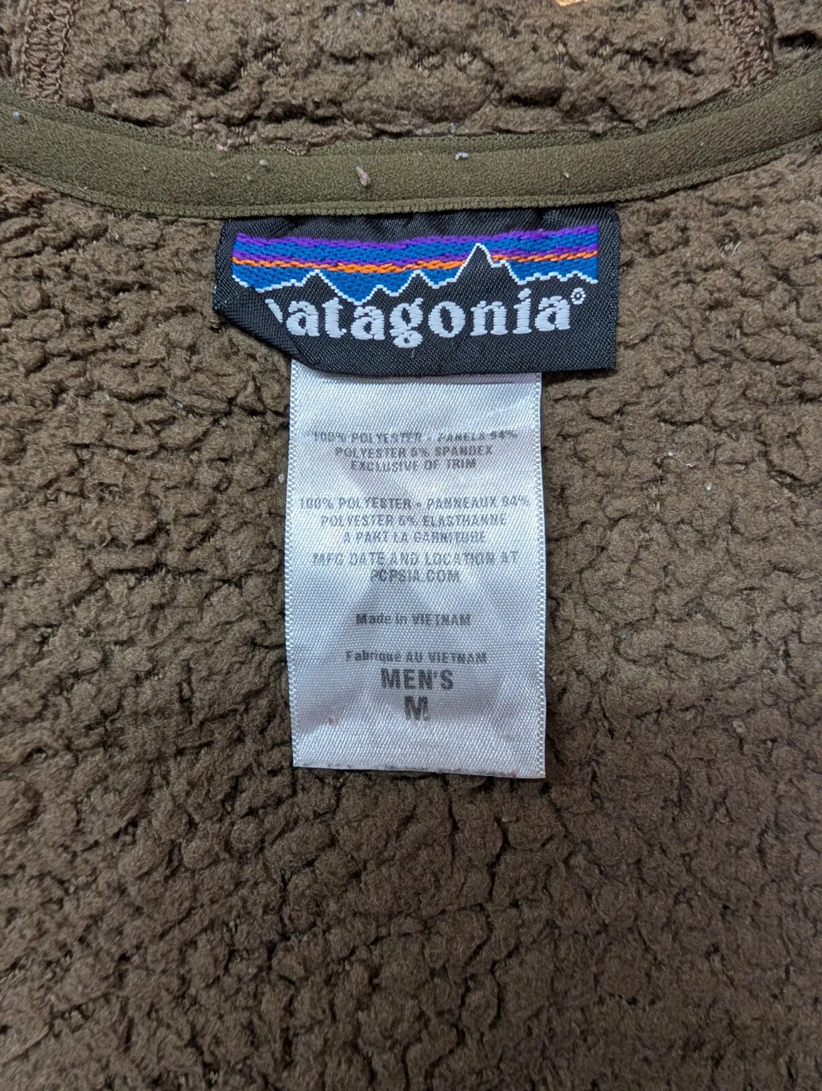 Patagonia Los Lobos Fleece Jacket Mens Medium Brown Polartec Hooded Retro-X