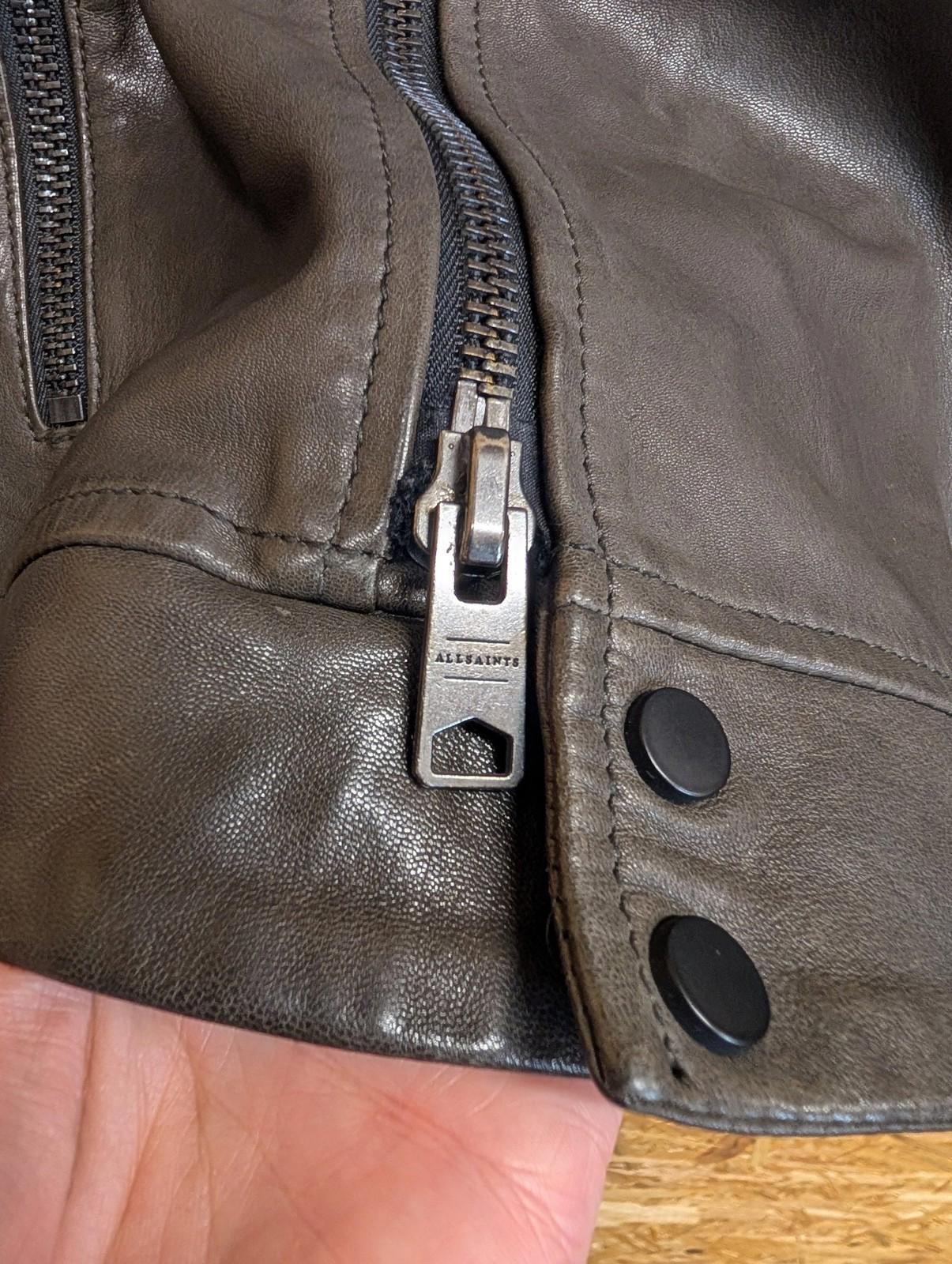 AllSaints Leather Biker Jacket Medium Men Brown Biker Cafe Racer Rockabilly Zips