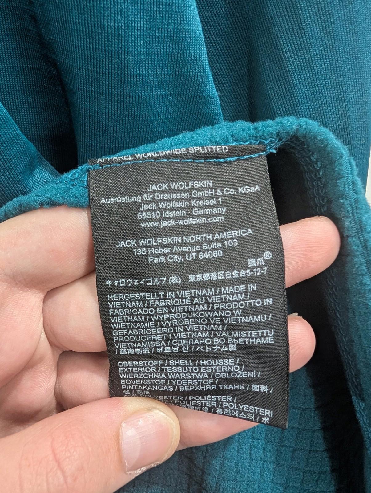 Jack Wolfskin Track Jacket XL Men Teal Blue Activewear Full Zip Blue Polyester