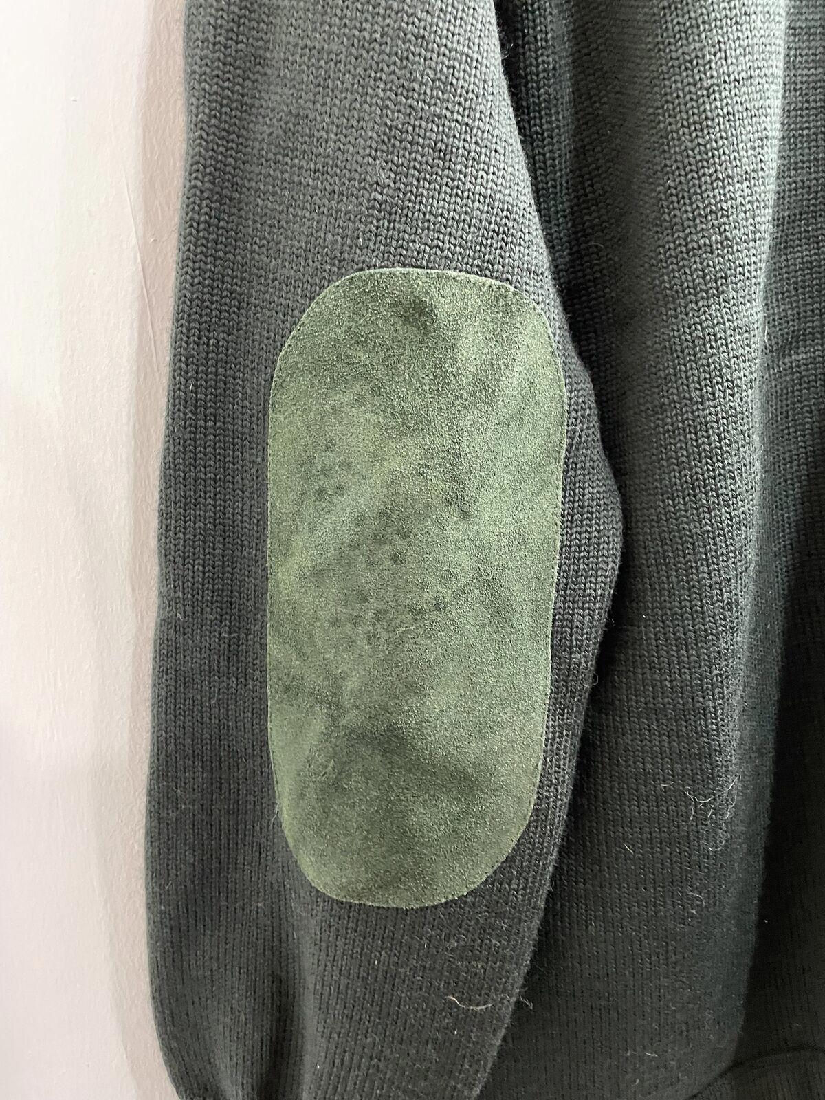 Filson Mens Size Medium Vintage Green Wool Leather Cardigan Style 713 USA Made