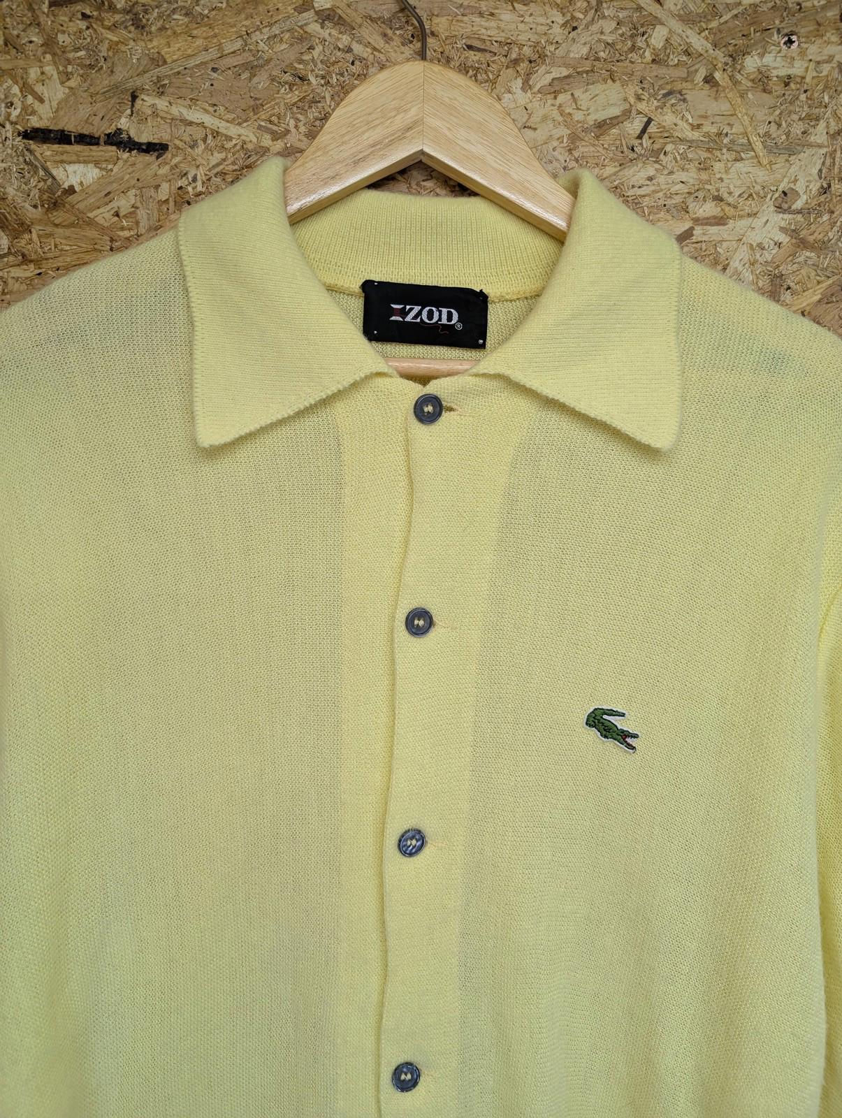 Izod Lacoste Cardigan Jumper Large Men Vintage 1970s Yellow Button Knit Sweater
