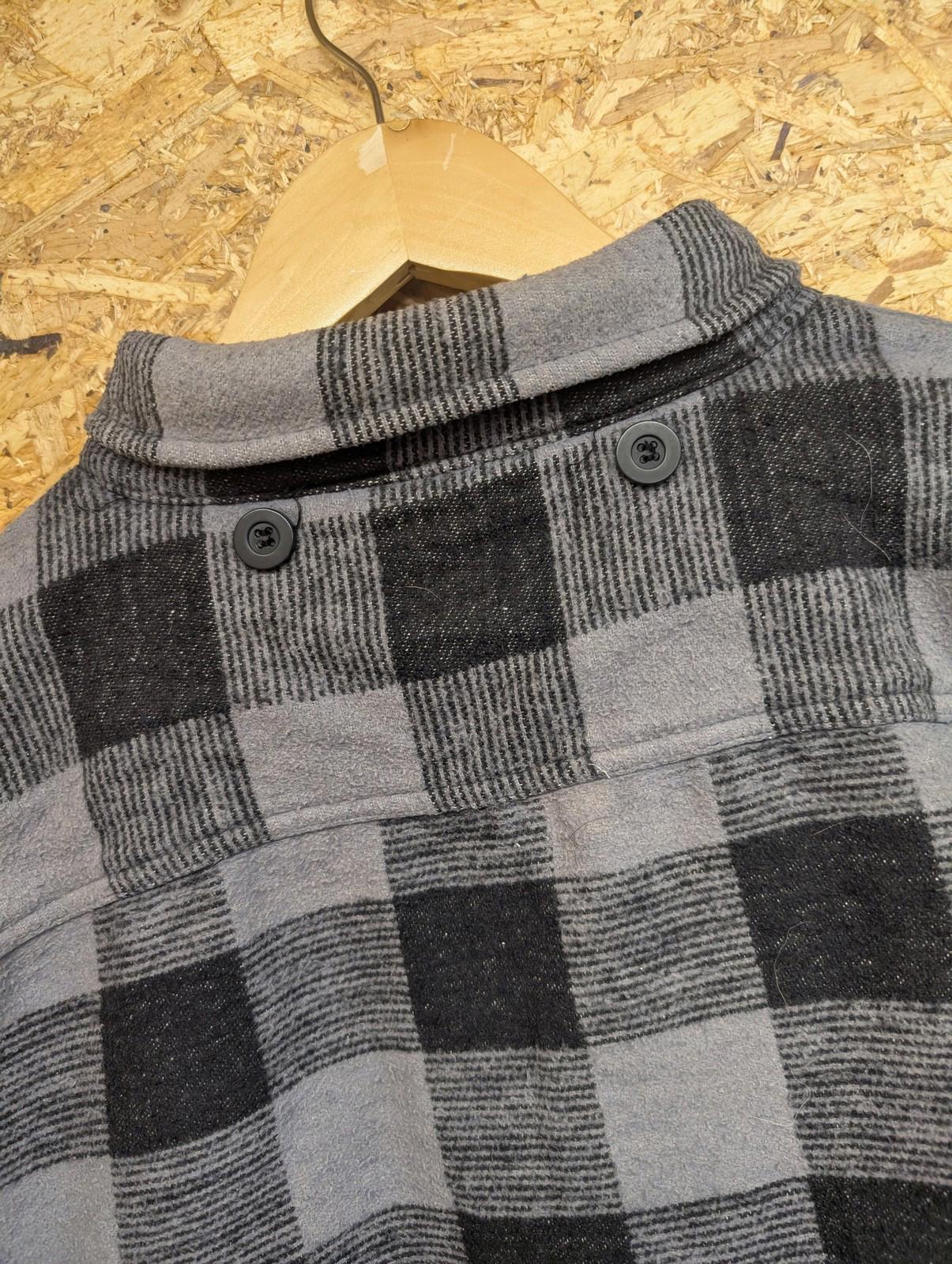 Dickies Over Shirt XL Mens Heavy Check Button-Up Grey Black Work Flannel Plaid