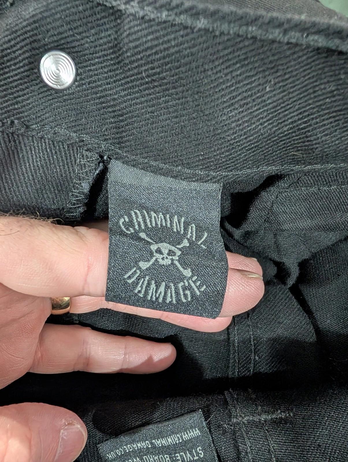 Criminal Damage Size W30 L32 Board Wear Trousers Cargo Black Baggy Wide Goth Y2K