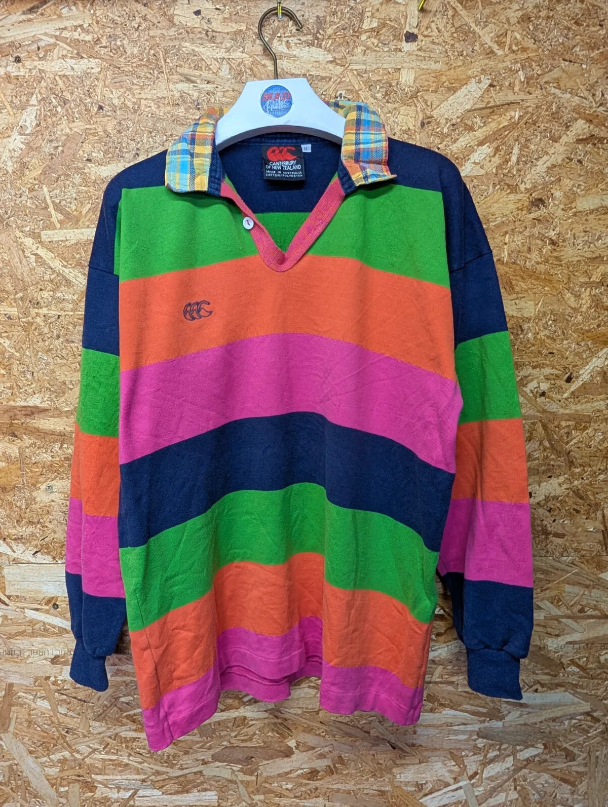 Vintage Canterbury New Zealand Rugby Shirt Mens Medium Multicolour Cotton Stripe