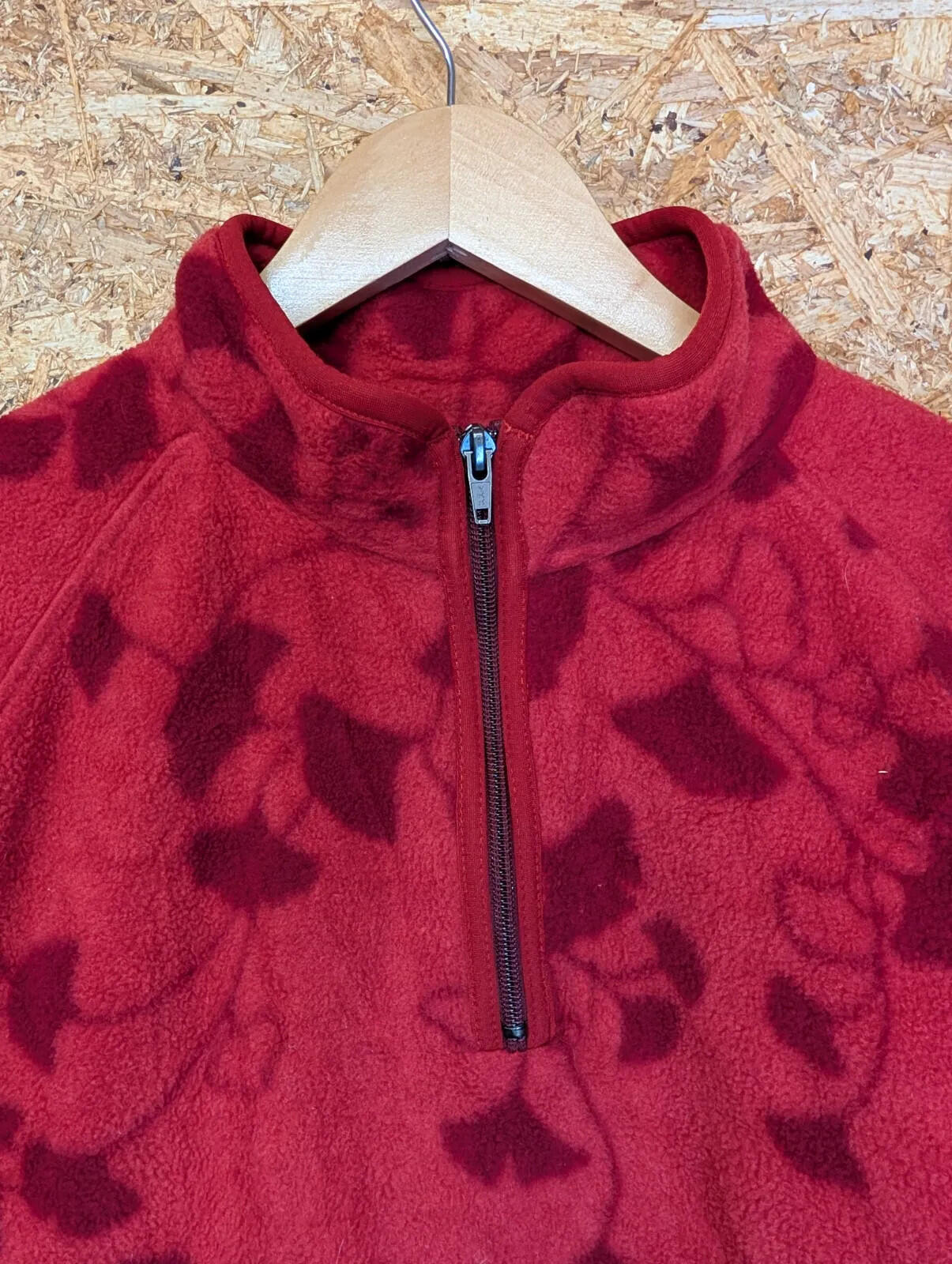 Patagonia Synchilla Fleece Womens XL Red Floral 1/4 Zip Pullover Snap-T Vintage