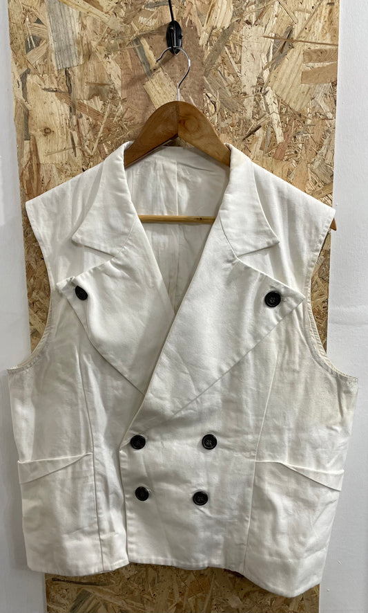 A Child Of The Jago Sea Dog Waistcoat White Cotton Button Mens Size 40 Medium