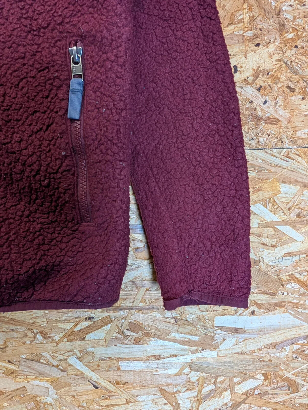 Patagonia Fleece Hoodie Jacket Women XS Sherpa Full Zip Burgundy Deep Pile Retro