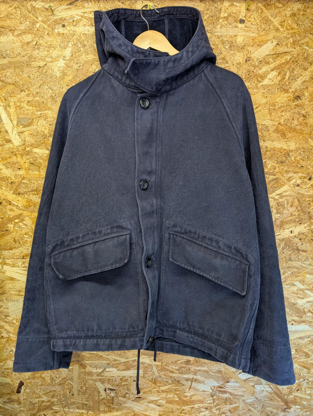 Stone Island Denims Stellina Parka Mens Large Washed Canvas AW03 Navy Blue Hood