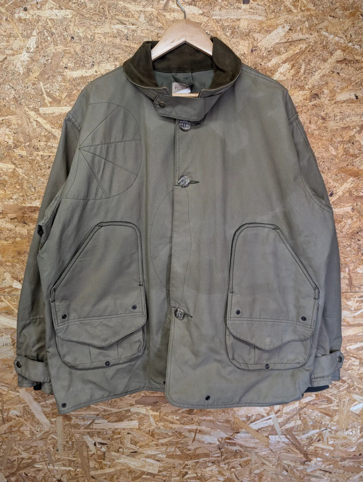 Filson Shelter Cloth Waterfowl Upland Coat Men XXL Khaki Green USA Style 435
