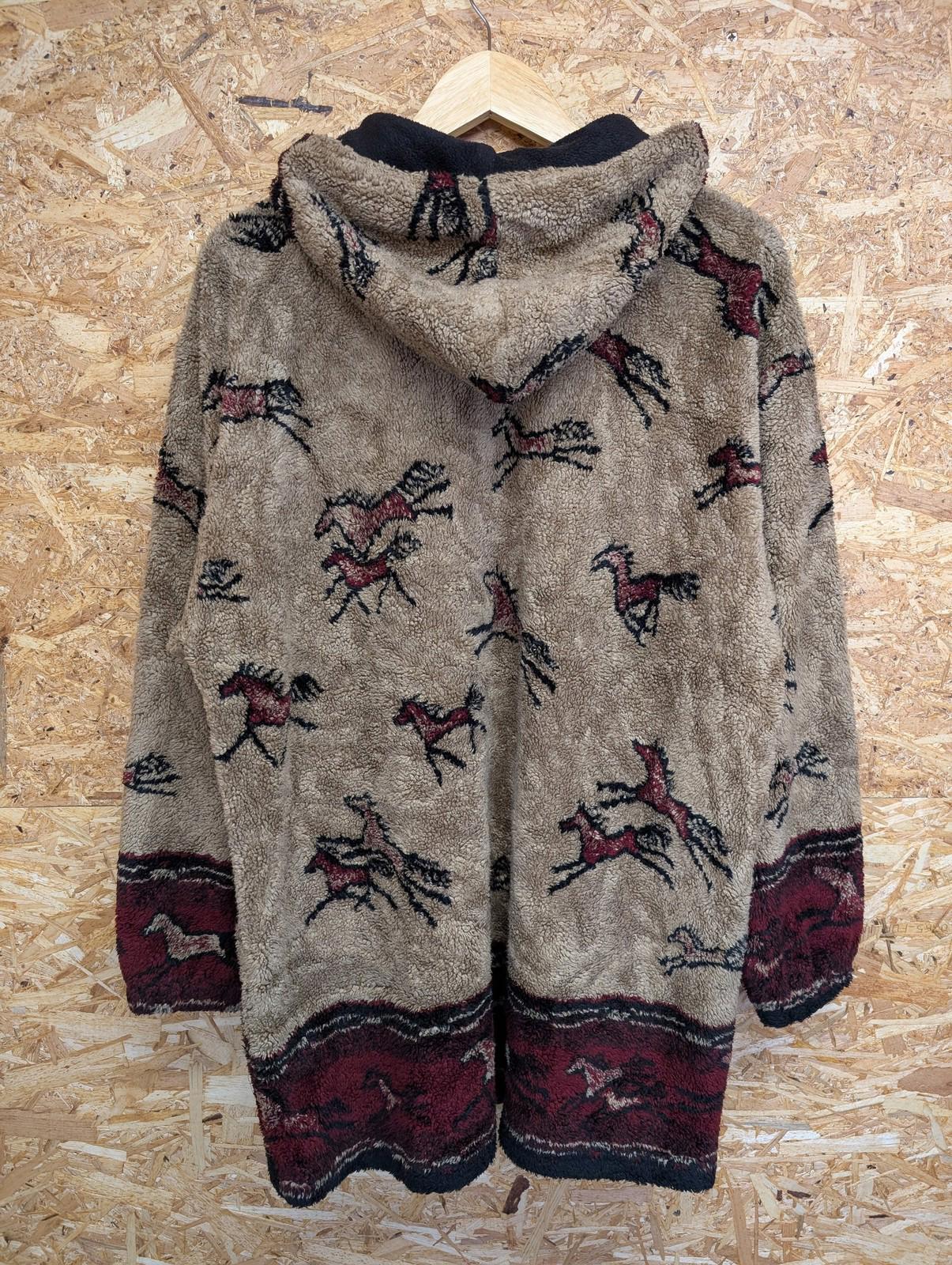 Mazmania Fleece Hoodie Medium 12-14 Women Jacket Vintage Horse Pattern USA Made