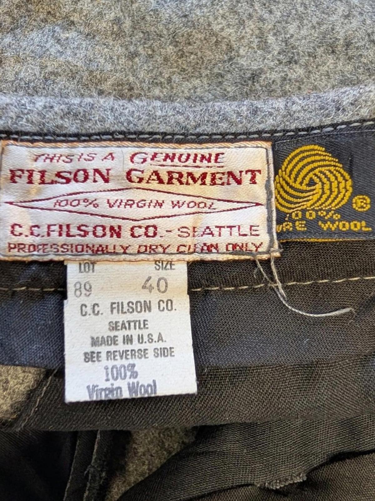Filson W40 L30 Mackinaw Wool Work Pants Lot 89 Trousers Heather Grey Vintage USA
