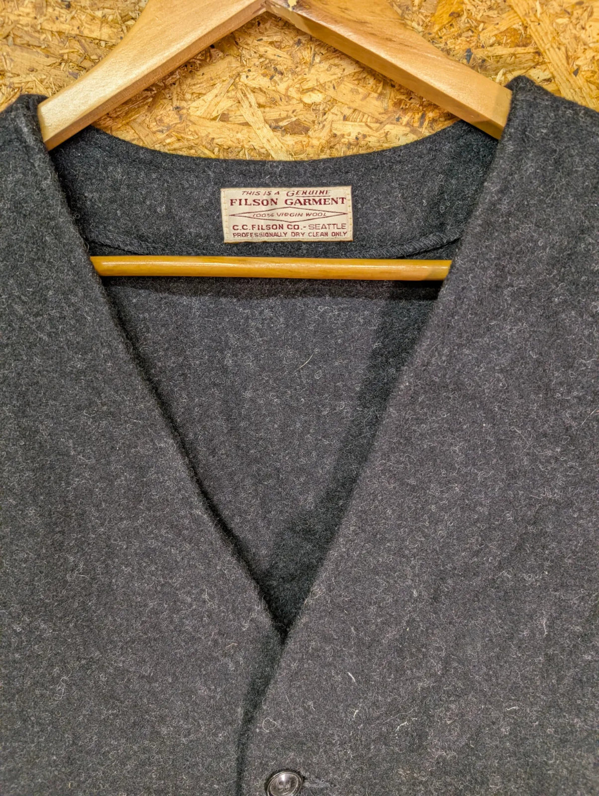 Filson Mackinaw Wool Vest Mens 2XL Charcoal Grey Body Warmer USA Made Heritage