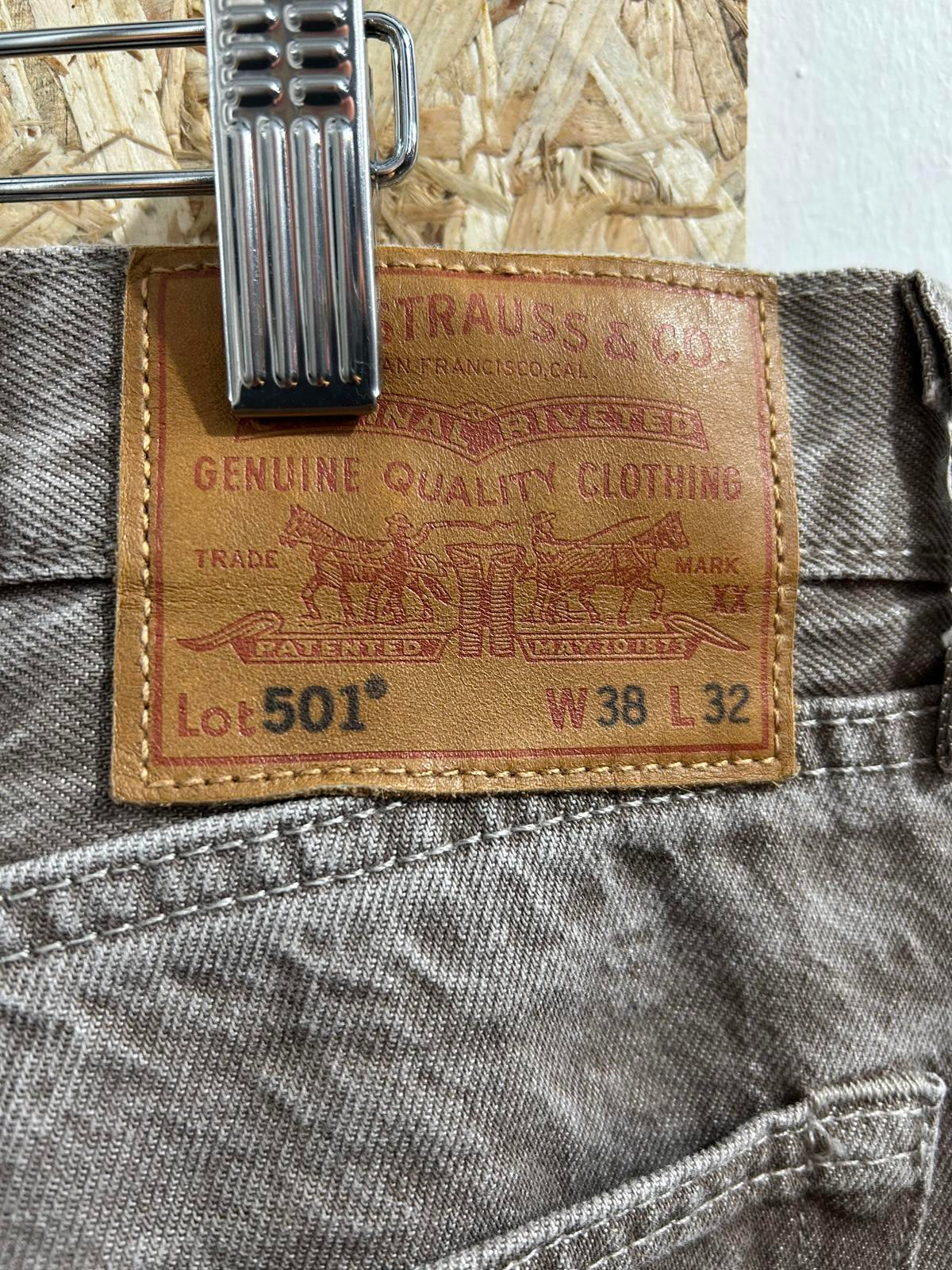 Levis 501 Fresh Produce Jeans W38 L31 Tall Beige Brown Denim Button Fly LVC