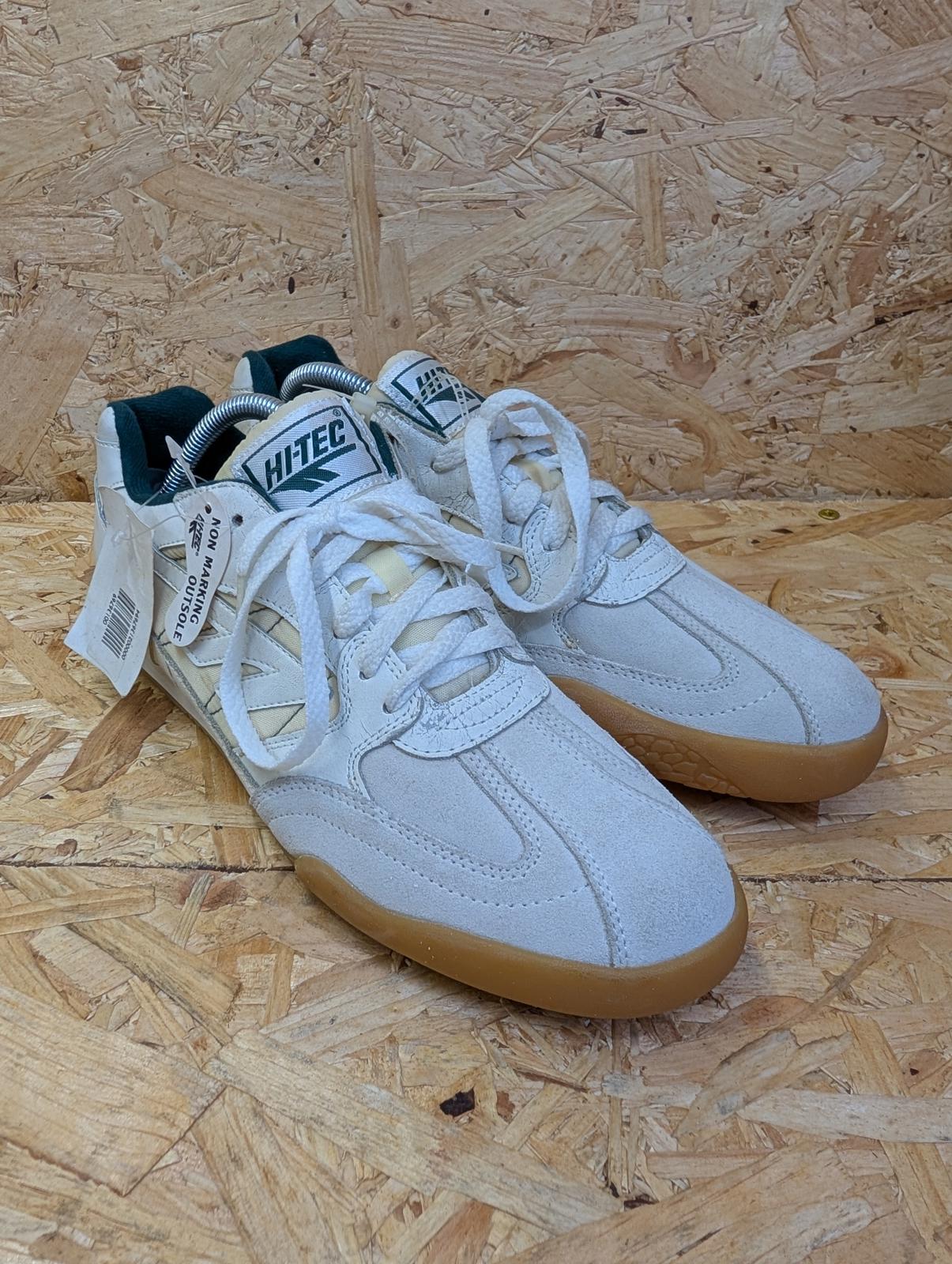 Hi-Tec Squash Classic Indoor Court Shoes Size 9 UK 43 EU Cream Green Suede Lace