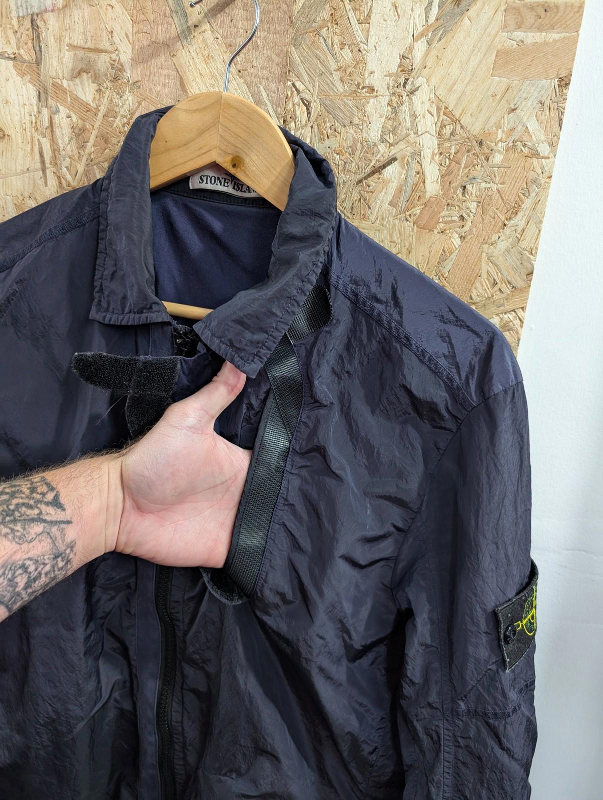 Stone Island 18 Overshirt Jacket Medium Men Metal Navy Blue Lined Full Zip Nylon