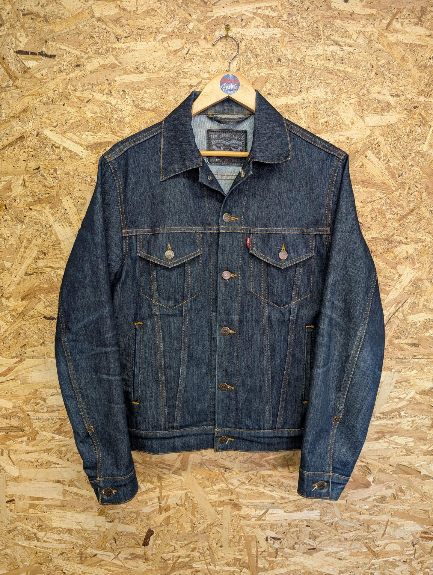 Levis X Nike SB Trucker Jacket Mens Size Small Blue Denim Jean Collab Rare