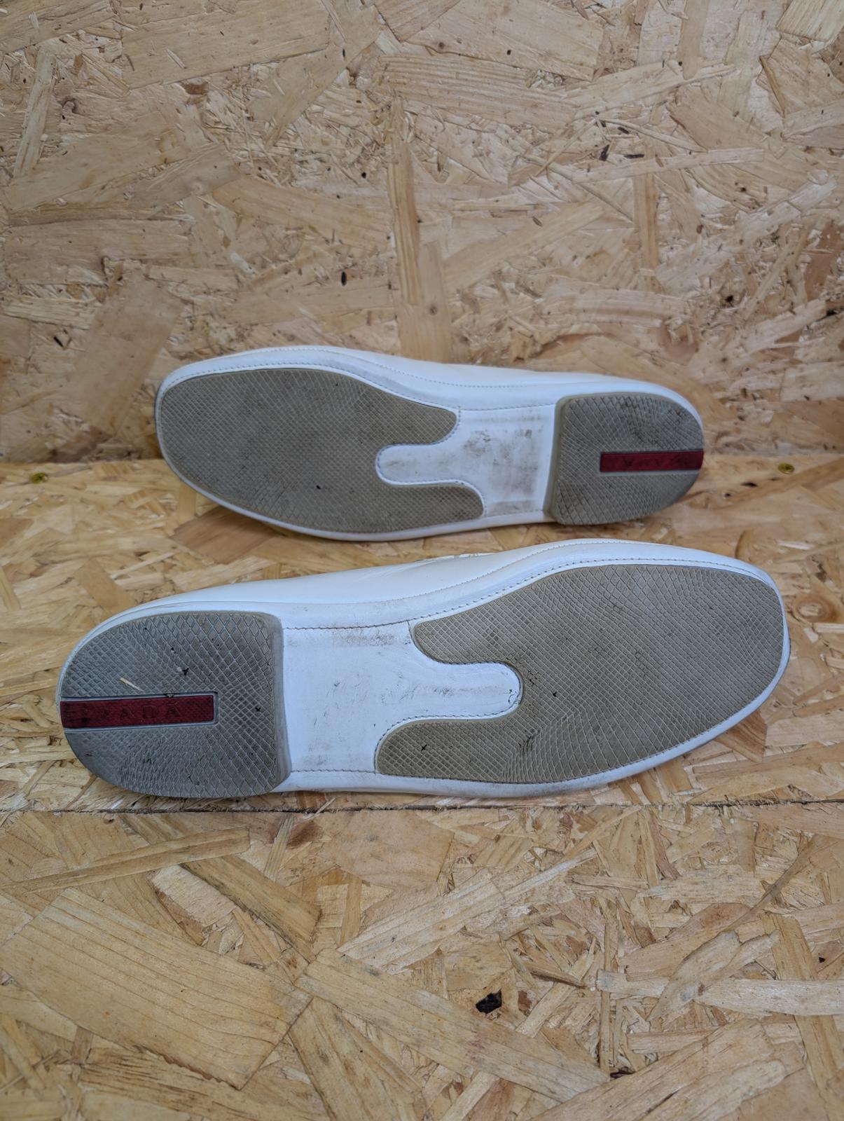 Prada White Leather Loafers Driving Shoes Made Italy Slip On 9 UK 43 EU