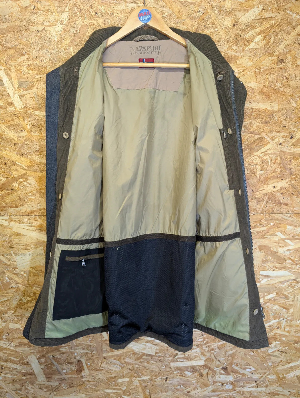 Napapijri Expedition Mens Large 7114 Long Parka Jacket Grey Full Zip 90s Wool