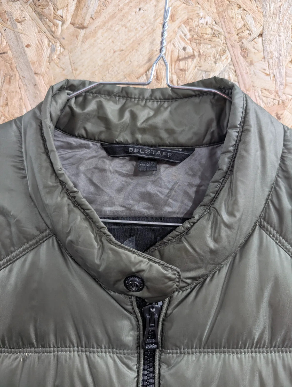 Belstaff Halewood Down Jacket Mens Medium Olive Green Down Feather Quilted