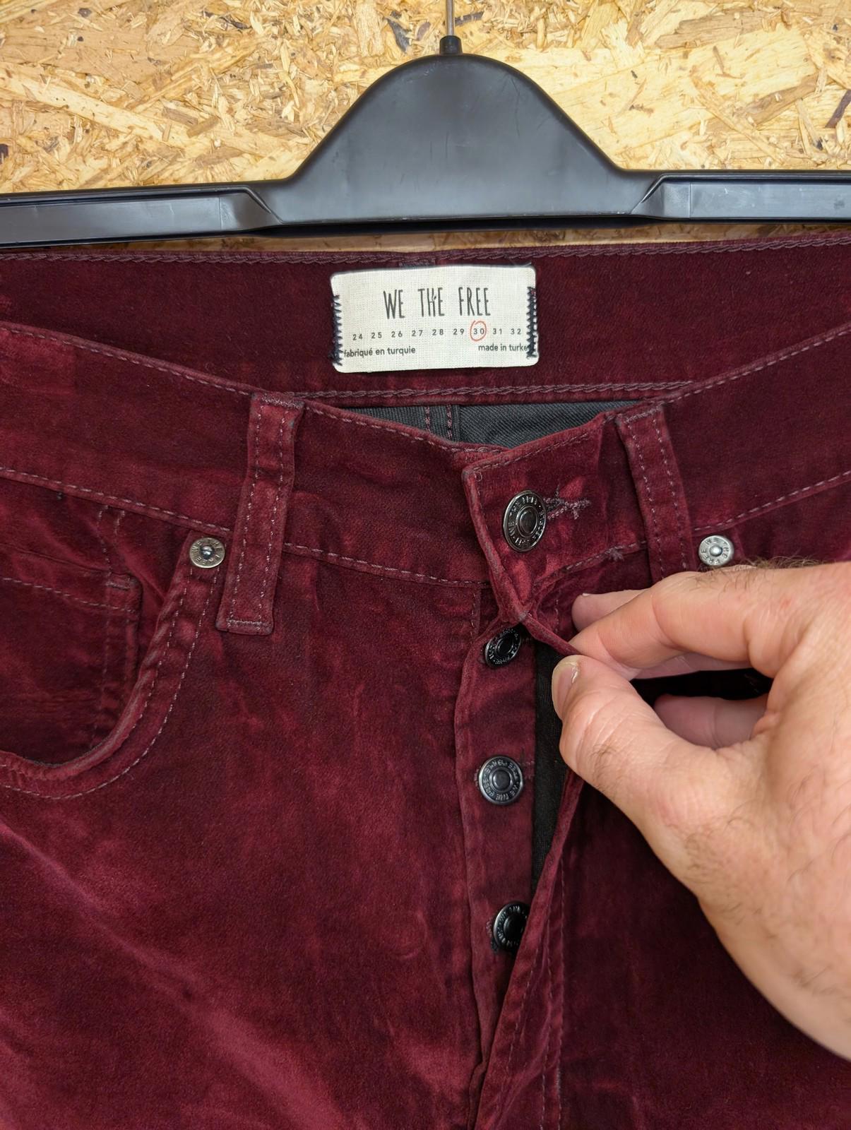 We The Free People Womens Trousers W30 L28 Size Corduroy Velvet Burgundy Red