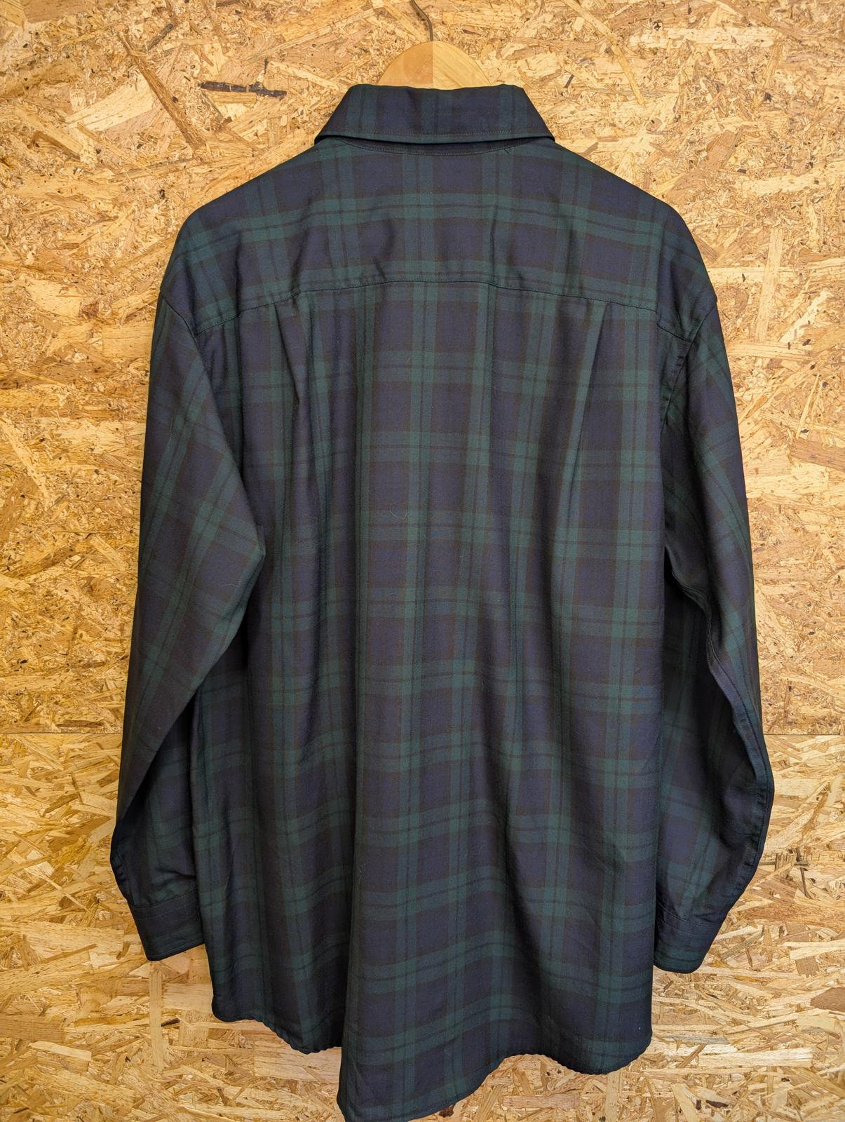 Sir Pendleton Shirt Mens Size Large Navy Blue Green Check Plaid Wool Tartan USA