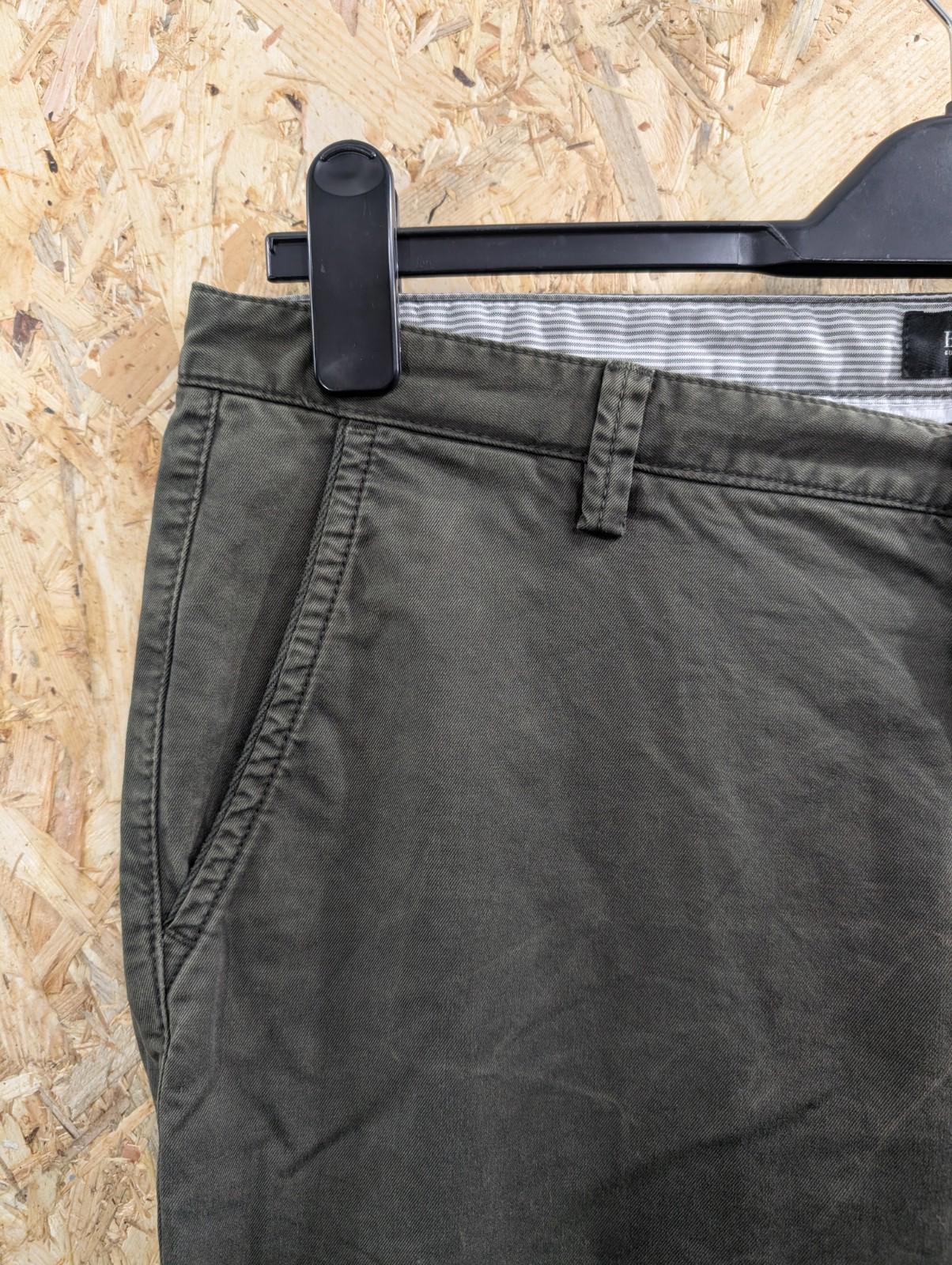 Hugo Boss Chino Trousers W34 L33 Khaki Green Stretch Rice Slim Fit Straight Zip