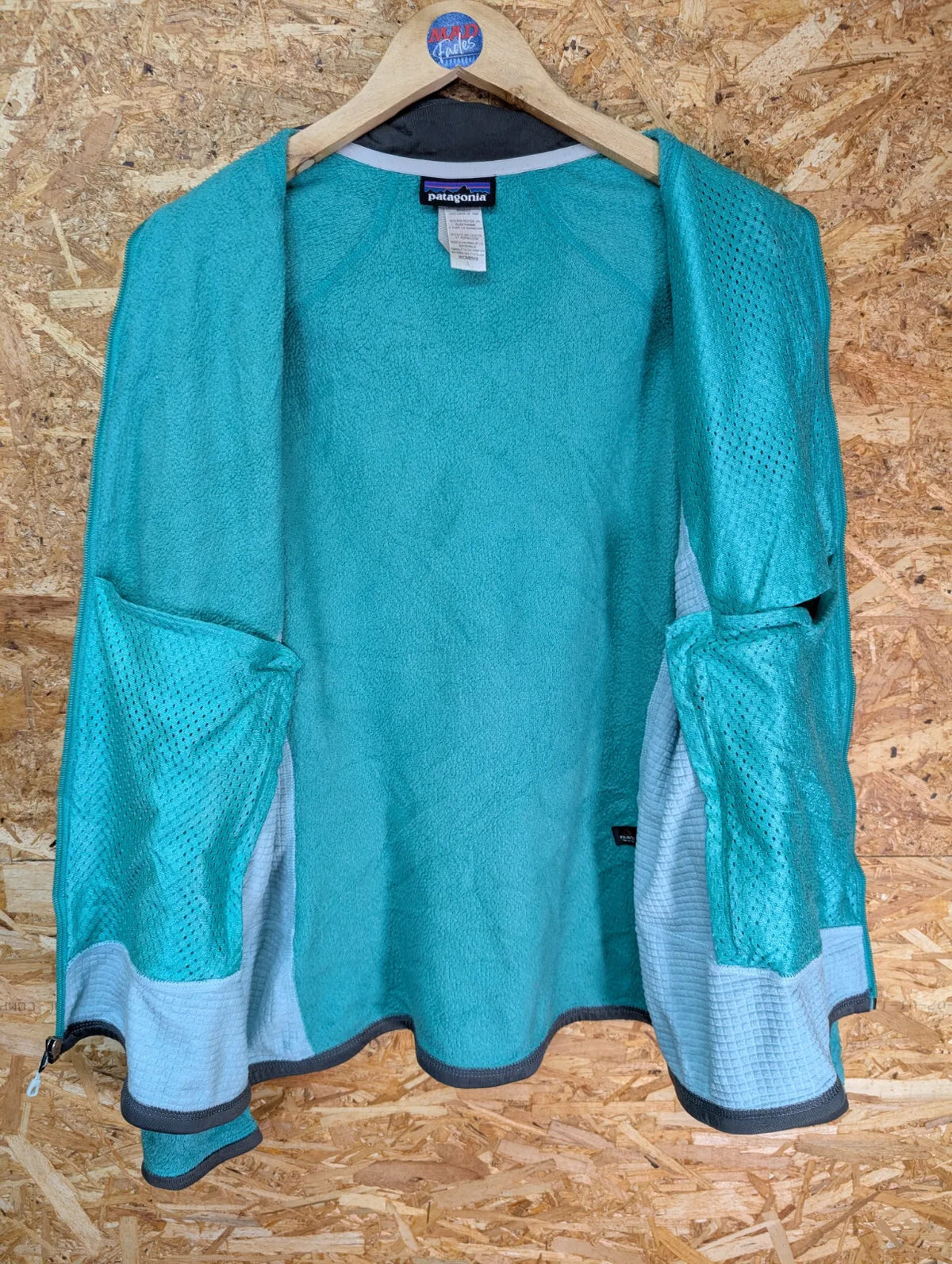 Patagonia R2 Fleece Jacket Womens Large Green Turquoise Polartec Thermal Pro Zip