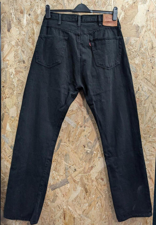 Levis 501 Black Jeans W38 L34 Men Vintage Straight Leg Button Fly Premium Big-E