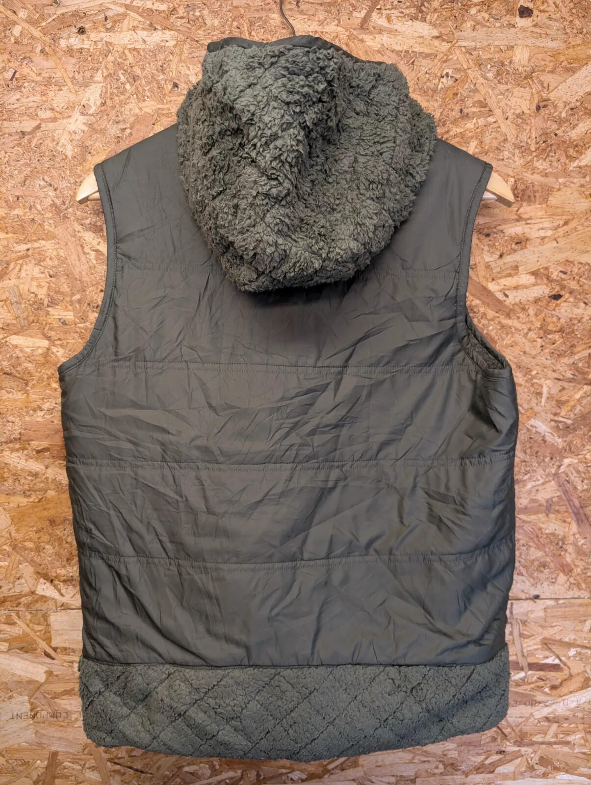 Patagonia Gilet Fleece Vest Women M Green Reversible Hooded Full Zip Fleece