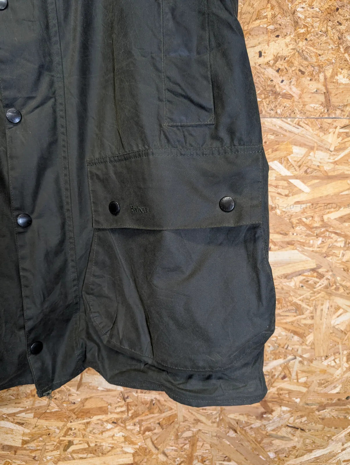 Barbour Border Wax Jacket Mens XXL C46 Olive Green Tartan Lining Cord Collar