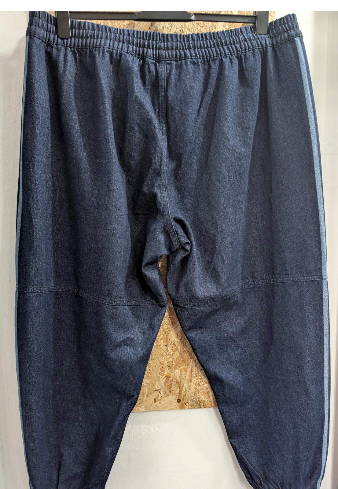 Adidas Track Trousers Mens 2X W38 W40 Athletic Blue Denim Joggers Stripe Casual