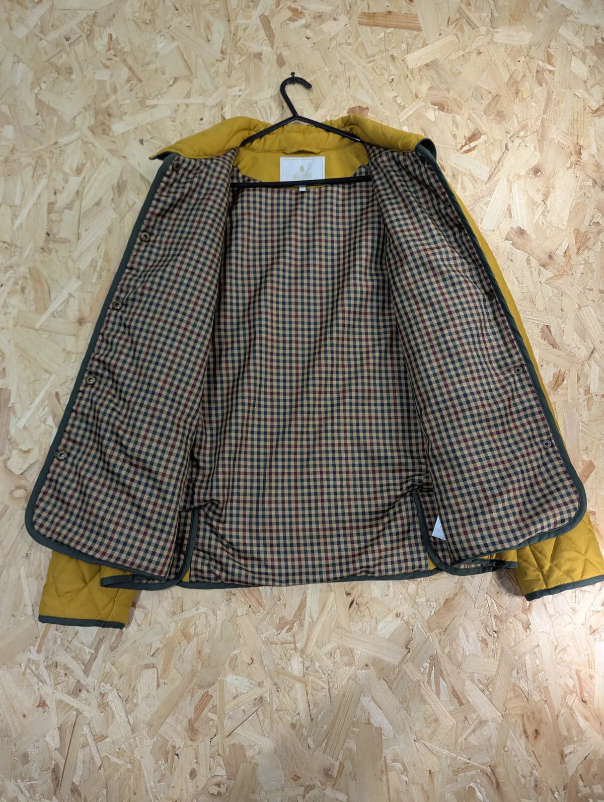 House Of Bruar Quilted Jacket Womens UK18 Mustard Snap Pockets Diamond Padded