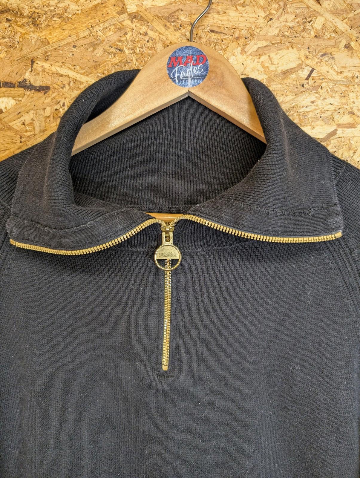 Barbour International Ballerio Jumper UK 8 Women Knit Black 1/4 Zip Cotton