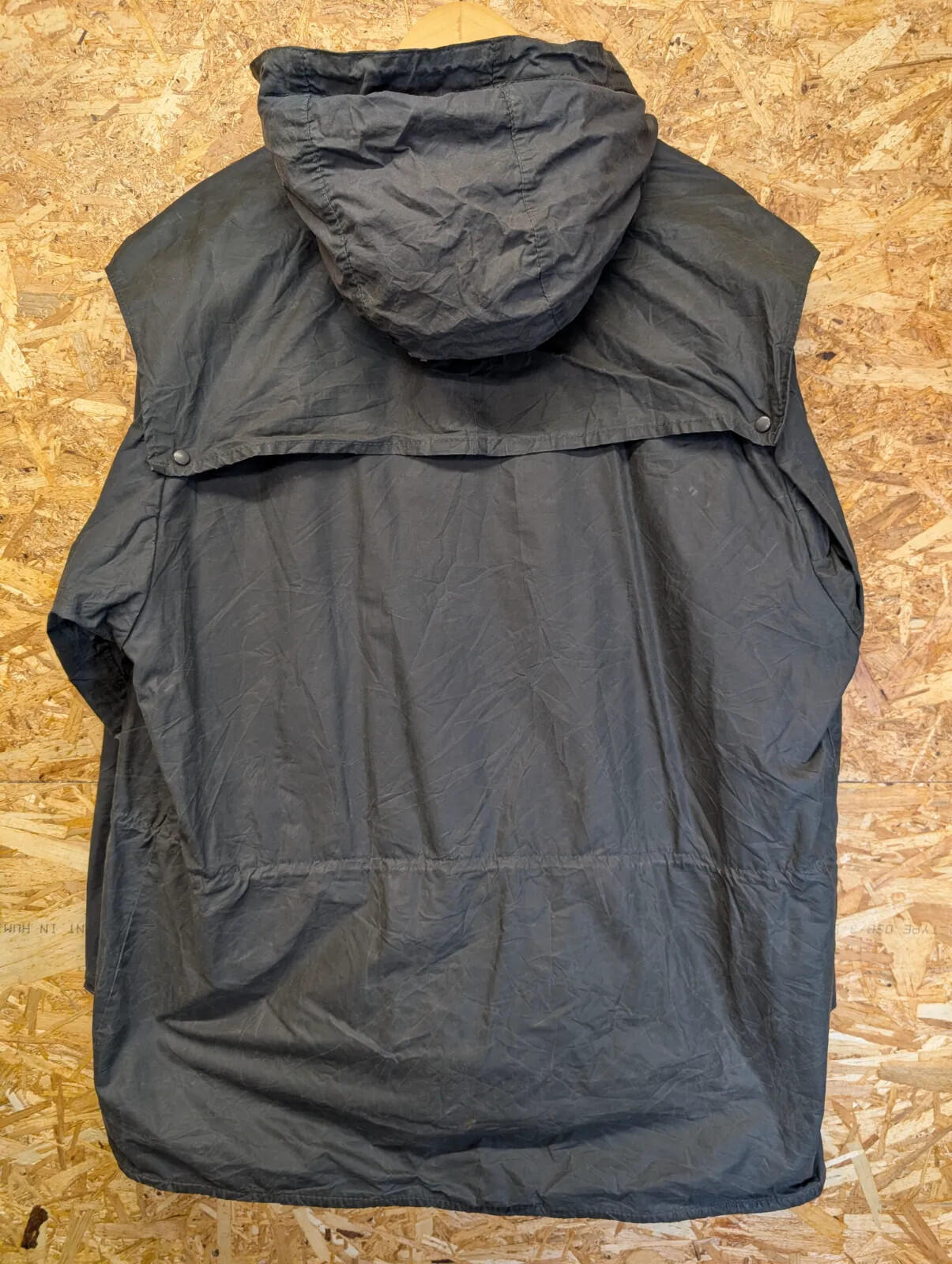 Vintage Barbour Durham Hooded Wax Jacket Mens XL C44 Black A6 Lined 90s England