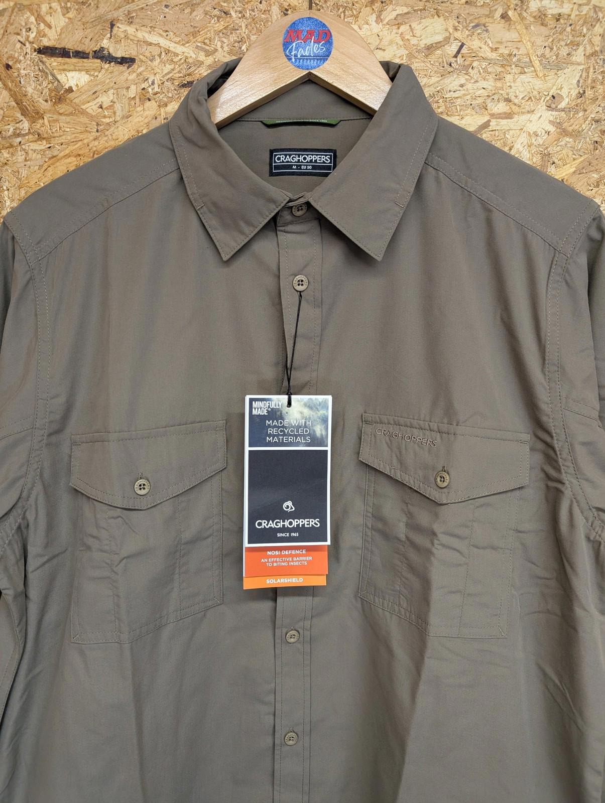 Craghoppers Nosillife Shirt Medium Men Kiwi Long Sleeve Outdoor Adventure Pebble