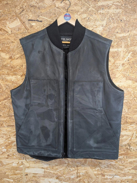 Filson Insulated Tin Cloth Work Vest Large Men Quilted Padded Workwear Black