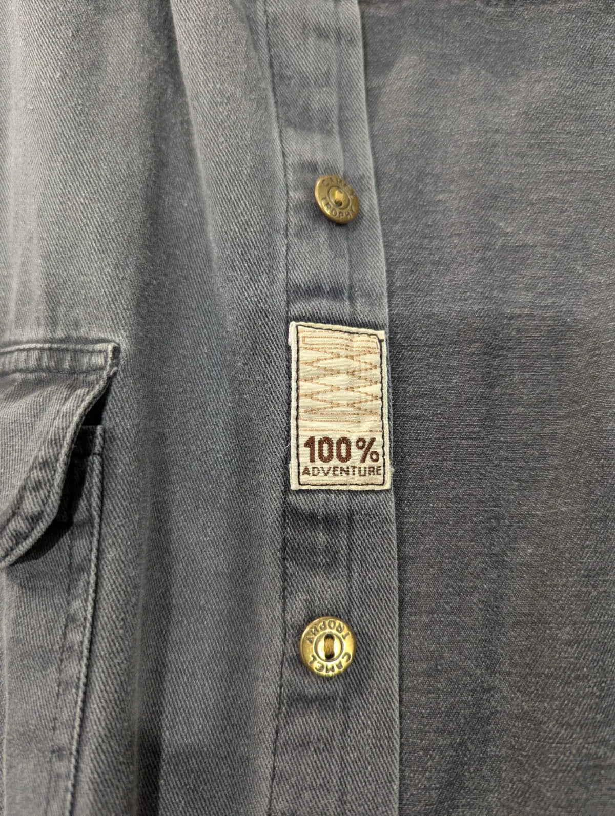 Vintage Camel Overshirt Mens XL Grey Canvas Button Workwear Utility Workwear 80s