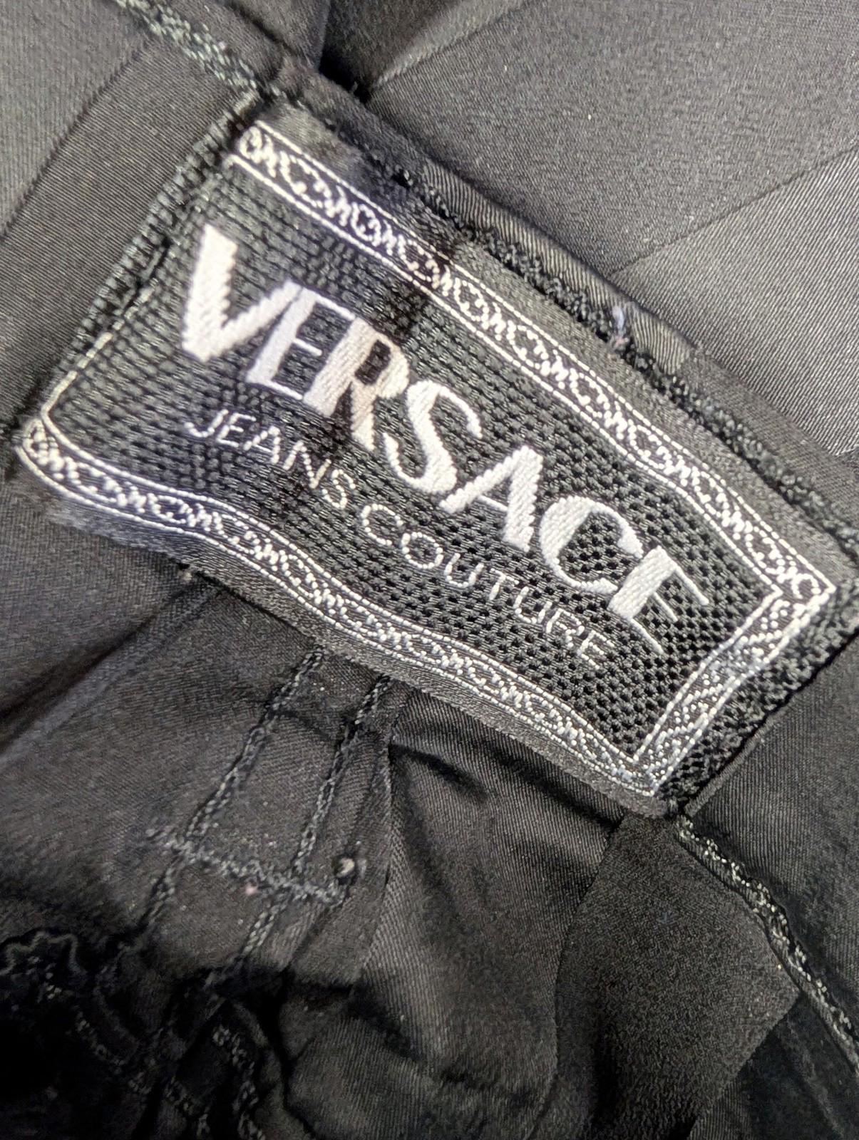 Versace Jeans Girls Age 4-5 W20 L25 Black Striped Trousers Vintage Style