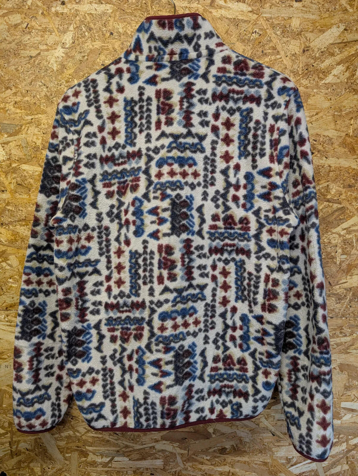 Patagonia Fleece Mens Medium Pattern Cream Red BluePullover Synchilla Snap-T